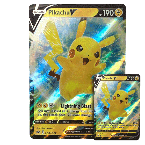Pikachu V SWSH198 Ultra Rare Black Star Promo PLUS BONUS JUMBO OVERSIZED CARD
