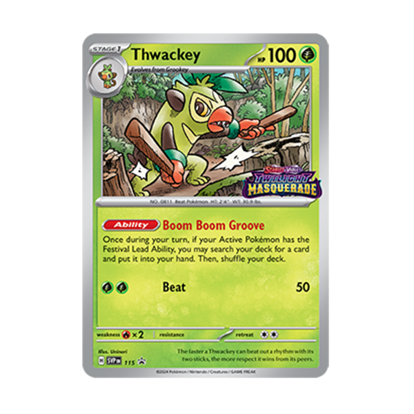 Pokemon Thwackey SVP115 Sealed Build and Battle Stamped Twilight Masquerade Deck (Release Date 5/24/2024)