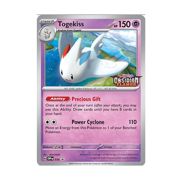 Pokemon Togekiss SVP038 Sealed Build And Battle Stamped Obsidian Flames Deck