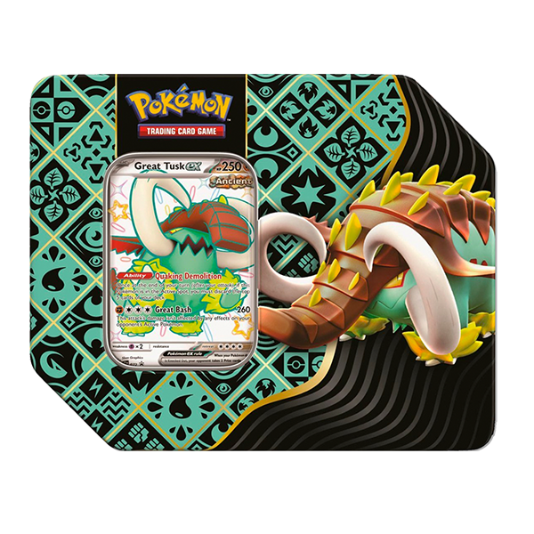 Paldean Fates Tin Great Tusk ex (Release Date 2/9/2024)