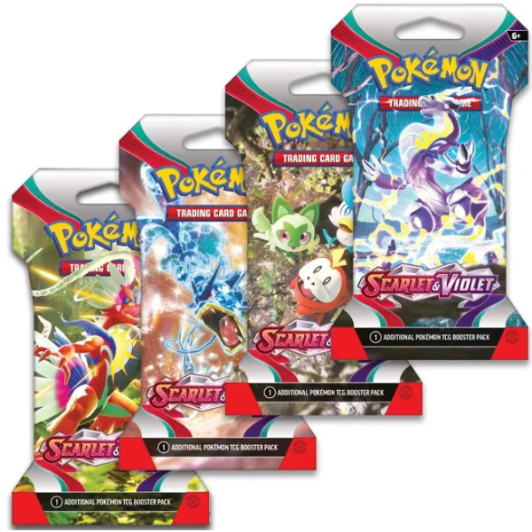 Pokemon Scarlet & Violet Sleeved Booster Pack Art Bundle [Set of 4]