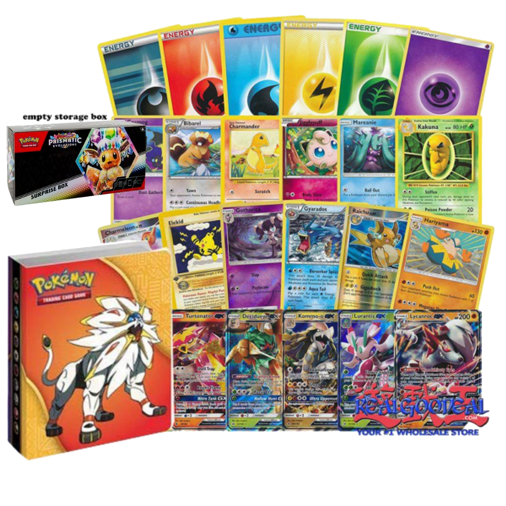200 Pokemon Card Lot - 100 Pokemon Cards - GX Rares Foils - 100 Energy! Pokemon Mini Album