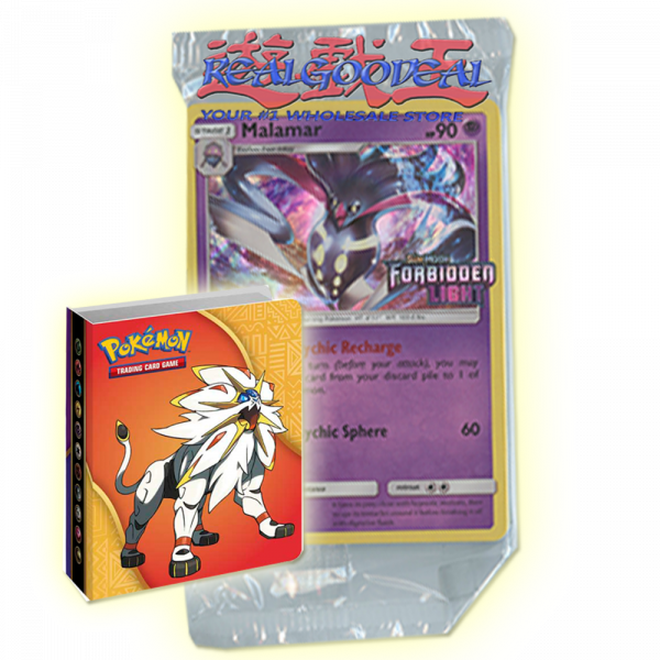 Pokemon Sealed Sun & Moon Forbidden Light Pack (Malamar promo) with BONUS mini binder